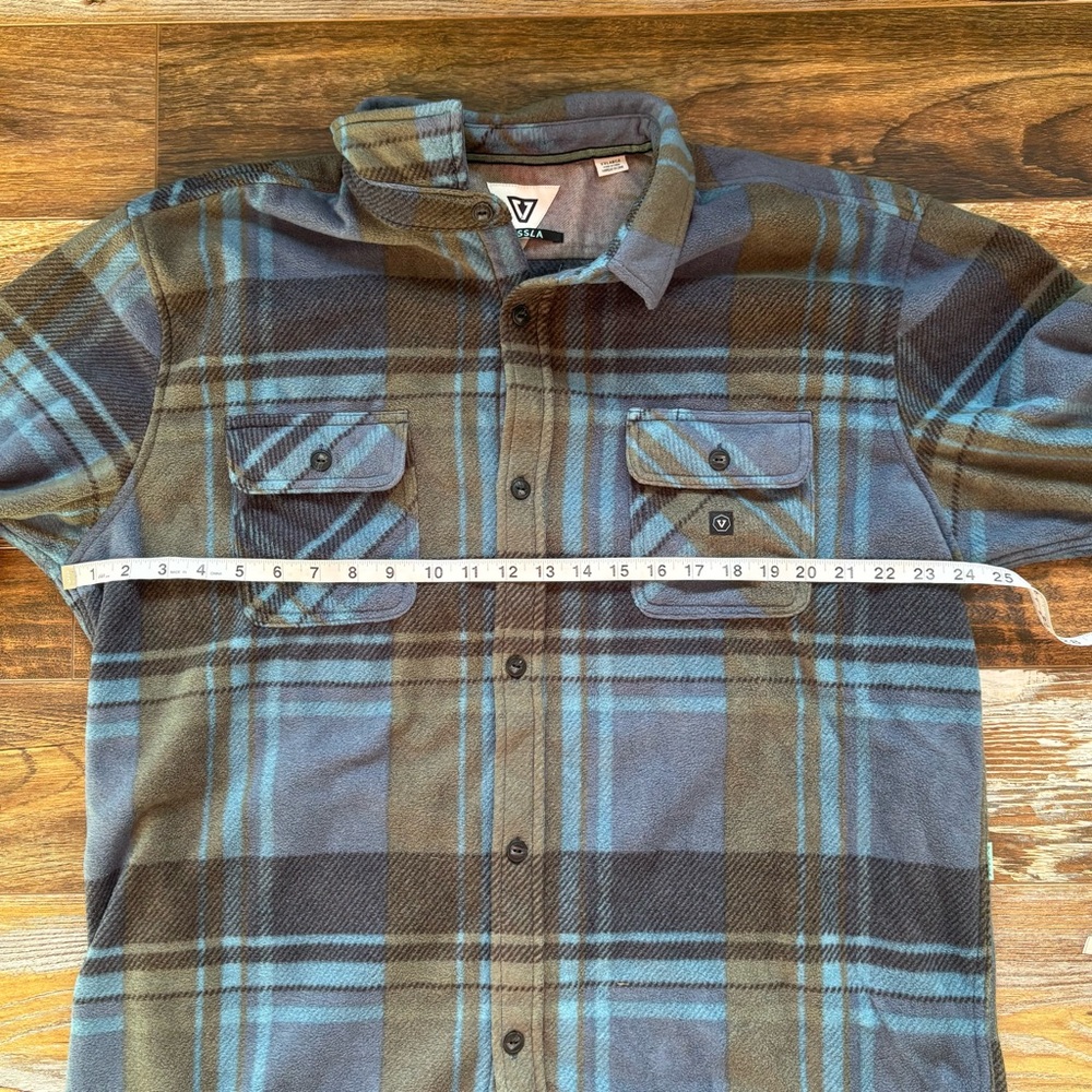 Vissla Shirt Mens XXL Blue Striped ECO ZY Polar Fleece Flannel Button Up - Picture 8 of 8